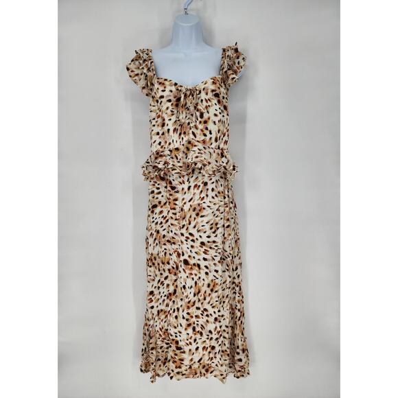 Sophia Jeans by Sofia Vergara Animal Print Peplum Midi Dress Women’s Size Medium - Picture 2 of 9